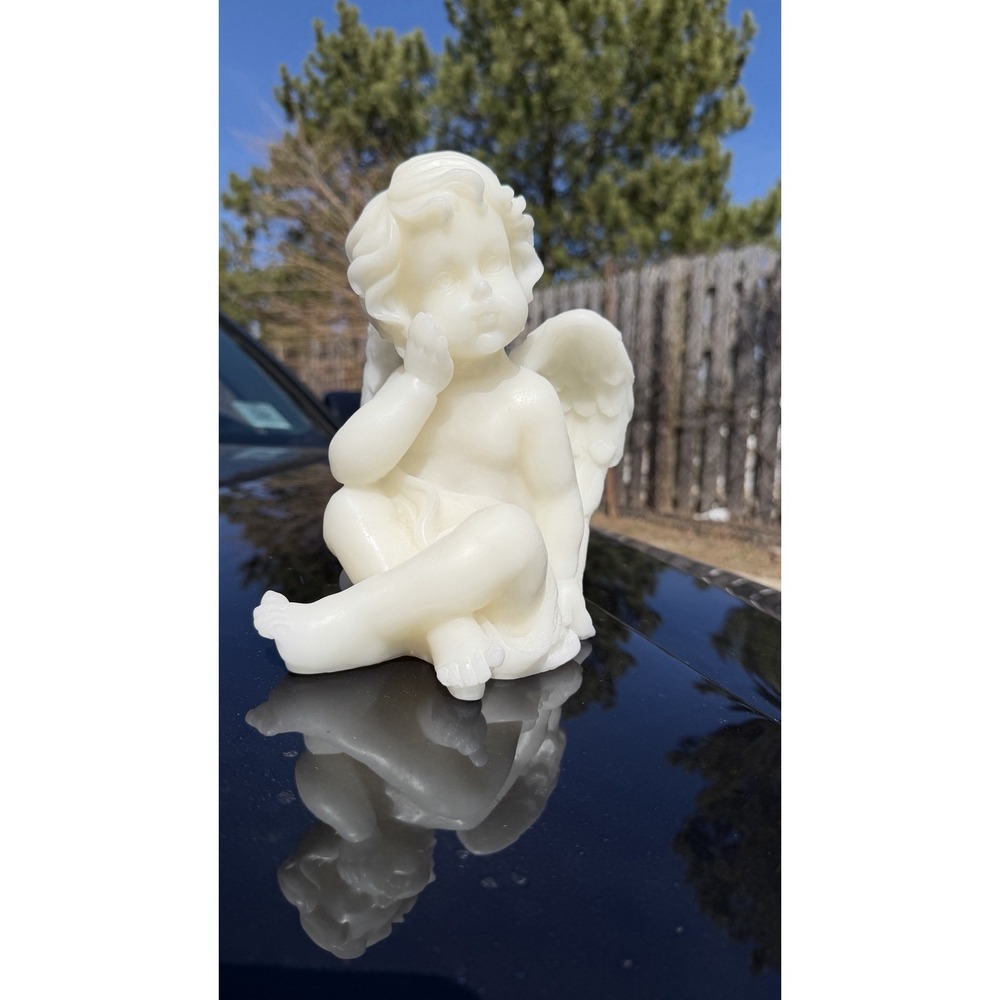LED‎ Cherub Angel Figure White Battery Operated 8" Decor Timer Light